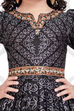Black indie printed gown with puffed sleeves - Lagorii Kids