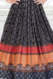 Black indie printed gown with puffed sleeves - Lagorii Kids