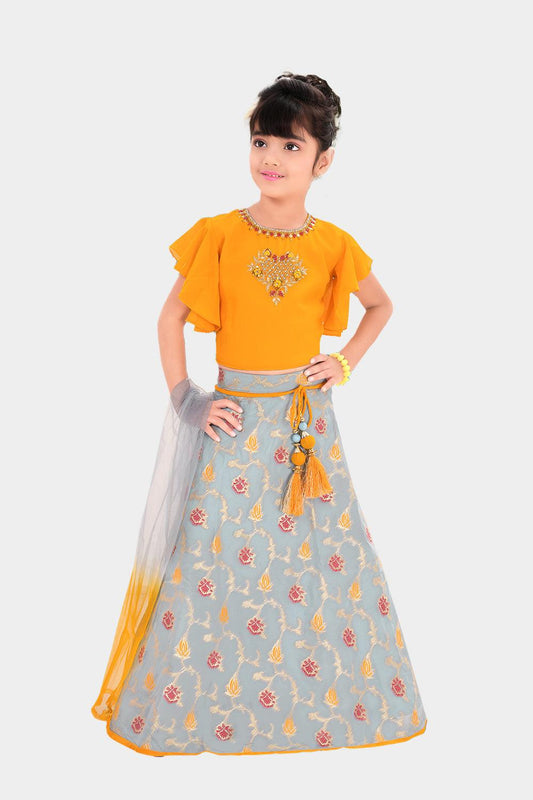 Bright Yellow and grey lehenga choli | Trending ethnic and wedding wear