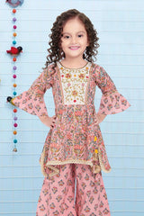 Coral Pink A-line Kurti With Palazzo | Trendy ethnic wear