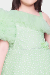 Stylish Frilled Pista Green Party Gown | Trending Wedding and Party Wear