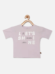 Girls cotton lavender printed casual round neck T-Shirt - Lagorii Kids