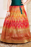 Sequin And Bead Work Top With Puffed Sleeves Embroidered Dual Colour Banarasi Lehenga for Girls - Lagorii Kids