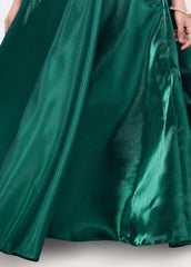 Green asymmetric full-length gown - Lagorii Kids
