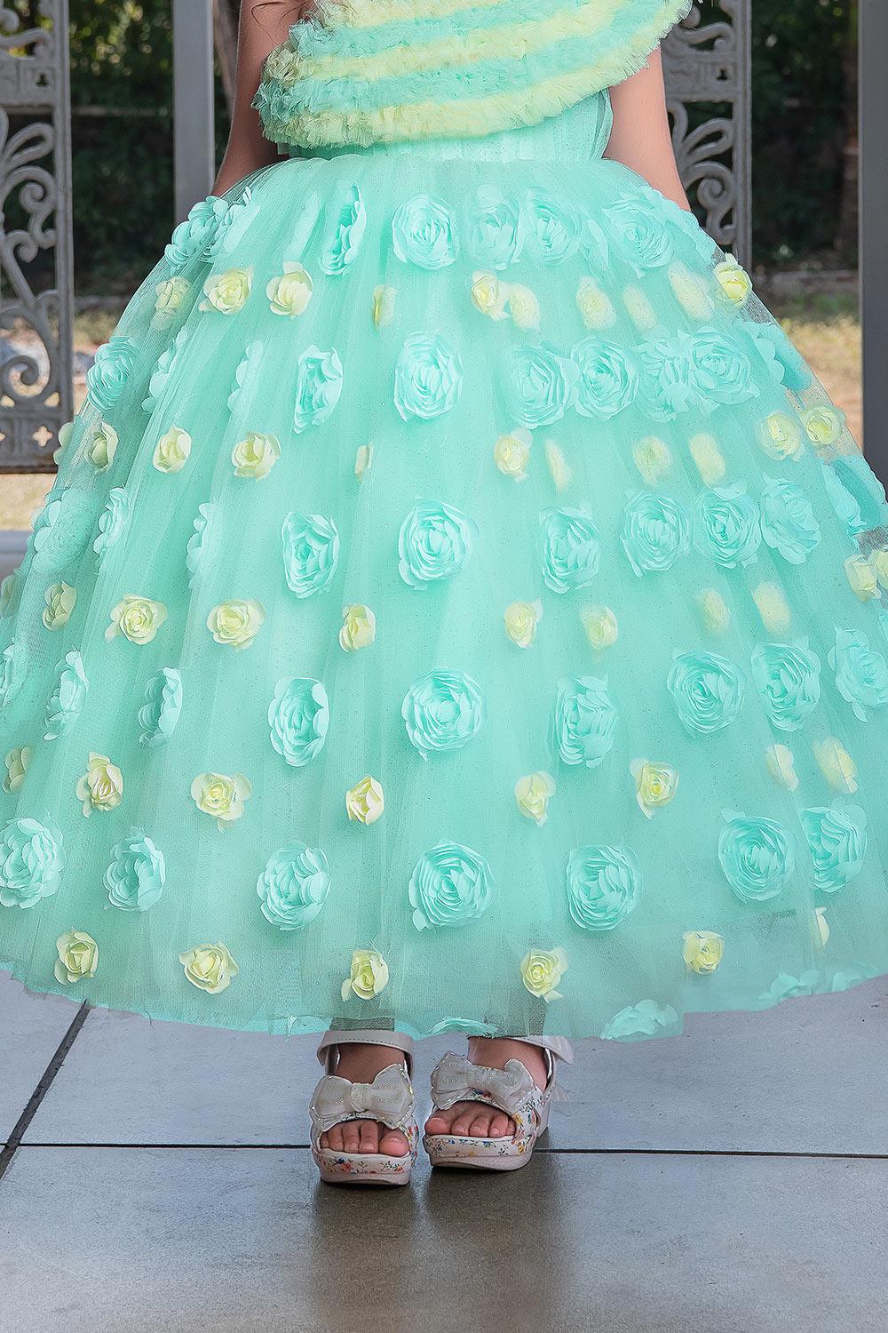 Mint Green Prom Dress Green Bridal Gown Flower Evening Dress Floral Long  Wedding Dress Sleeveless Formal Dress Bridal Gown Long Ball Gown - Etsy
