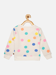 Multicolored polka dotted Cotton Blend Graphic Print Crew - Lagorii Kids