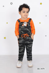 Camouflage dungaree with an inner T-shirt set - Lagorii Kids