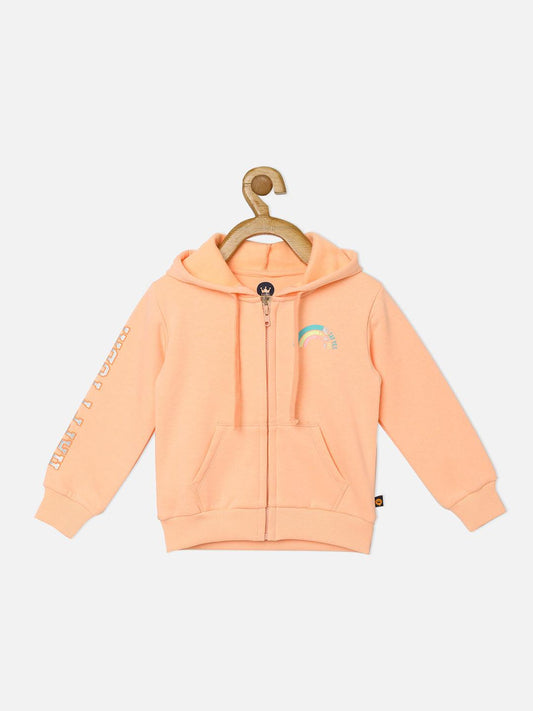 Peach Cotton blend hooded neck sweatshirt - Lagorii Kids