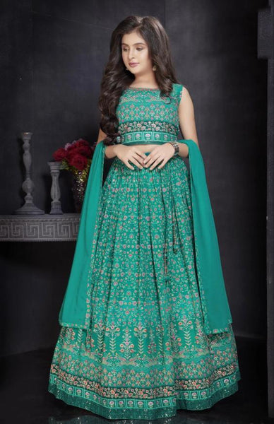 Buy KALKI FASHION Peacock Green Satin Embroidered Sequins Maxi Dress online