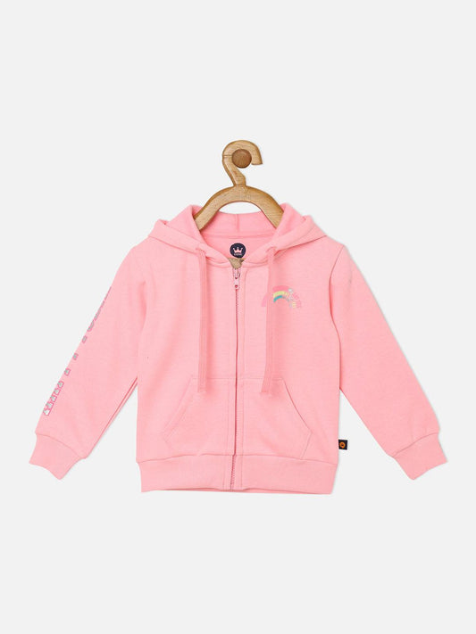 Pink cotton blend hooded neck sweatshirt - Lagorii Kids