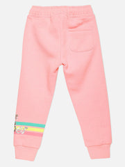 Pink Cotton Blend Solid Regular Fit Trackpant - Lagorii Kids