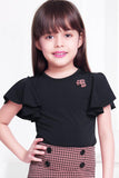 Red pleated skirt & Black flared top set - Lagorii Kids