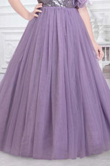Premium Asymmetrical Lavender gown with sequin work - Lagorii Kids