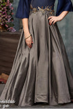 Royal blue and metallic grey cold shouldered gown - Lagorii Kids
