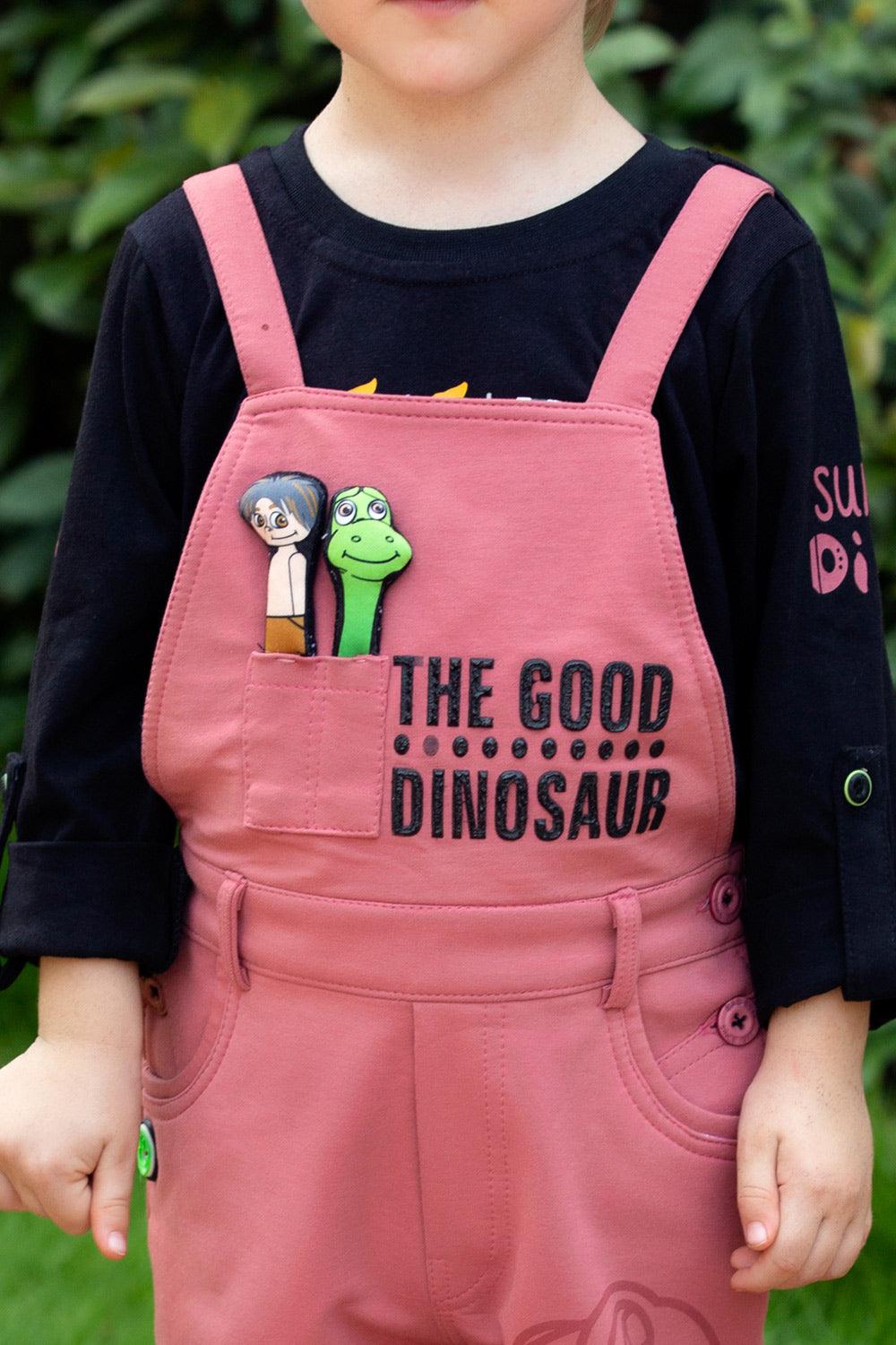 Salmon pink dungaree with Black T-shirt set - Lagorii Kids