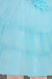 Sky blue frilled frock with frilled cuff sleeves - Lagorii Kids