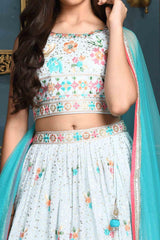 Sky blue lehenga choli with rich embroidery and sequin work | Trending wedding and ethnic wear