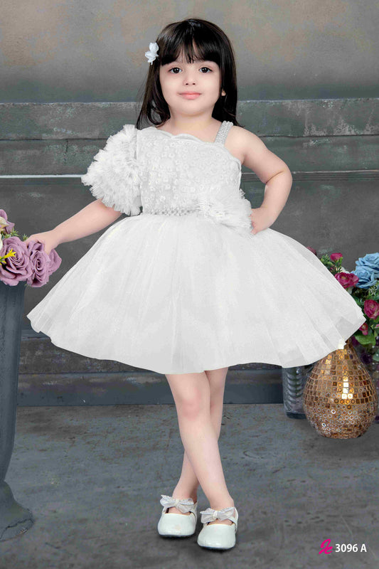 White party wear frock for girls - Lagorii Kids