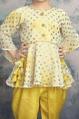 Yellow Peplum Kurti and Dhoti Set | Trending Wedding and Ethnic wear